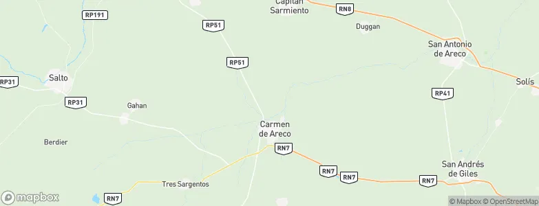 Partido de Carmen de Areco, Argentina Map
