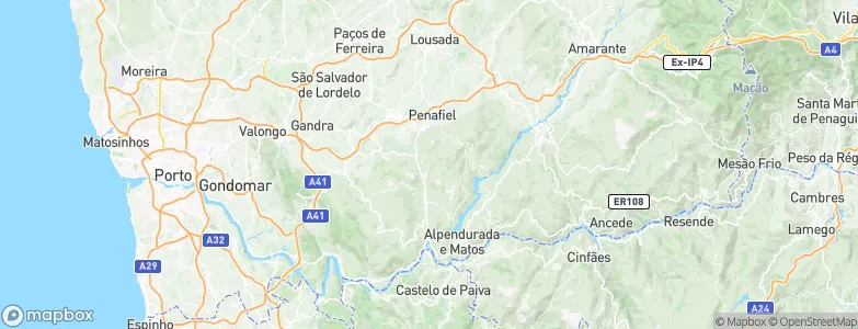 Penafiel Municipality, Portugal Map