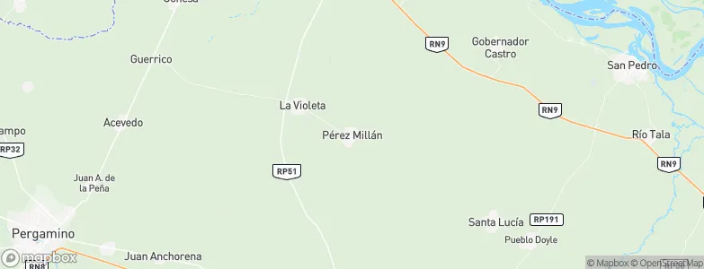 Pérez Millán, Argentina Map
