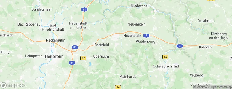 Pfedelbach, Germany Map