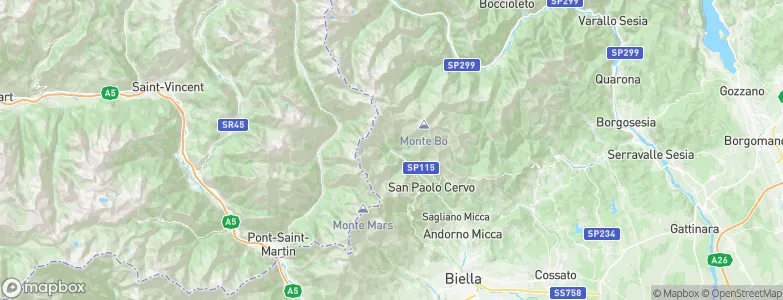 Piedicavallo, Italy Map