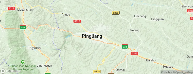 Pingliang, China Map