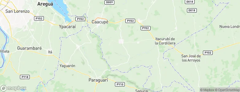 Piribebuy, Paraguay Map