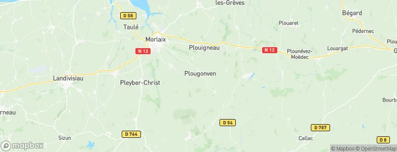 Plougonven, France Map