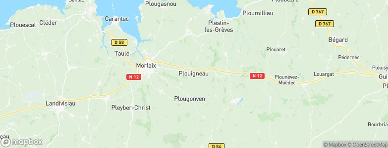 Plouigneau, France Map