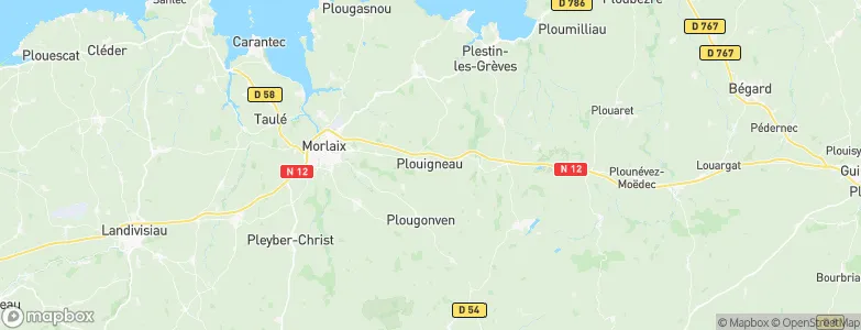Plouigneau, France Map