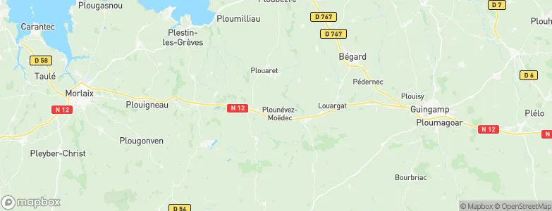 Plounévez-Moëdec, France Map