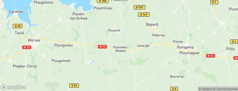 Plounévez-Moëdec, France Map