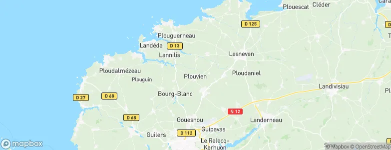 Plouvien, France Map