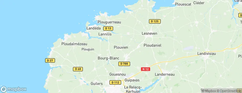 Plouvien, France Map