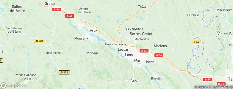 Poey-de-Lescar, France Map