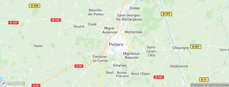 Poitiers, France Map