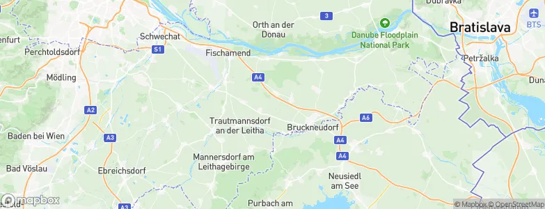 Politischer Bezirk Bruck an der Leitha, Austria Map