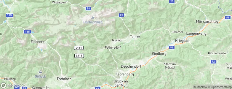 Politischer Bezirk Bruck an der Mur, Austria Map