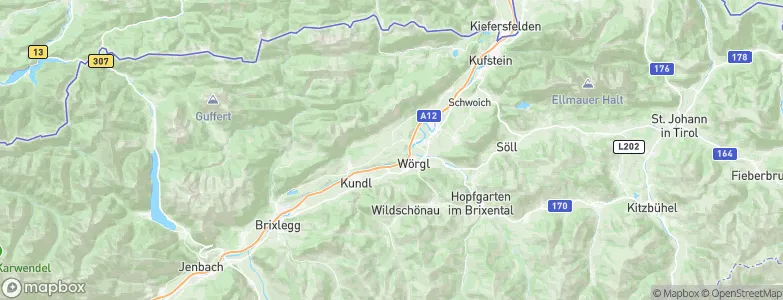 Politischer Bezirk Kufstein, Austria Map
