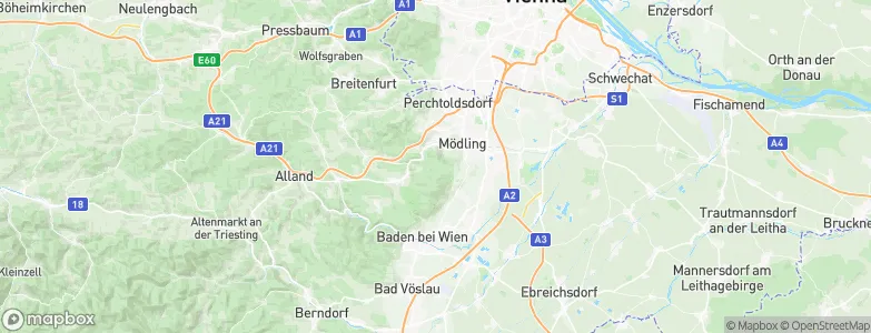 Politischer Bezirk Mödling, Austria Map