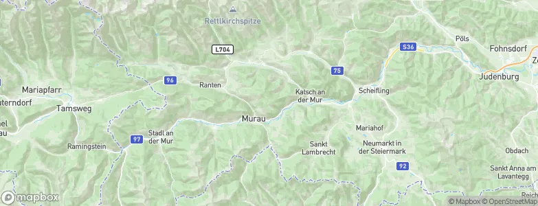 Politischer Bezirk Murau, Austria Map