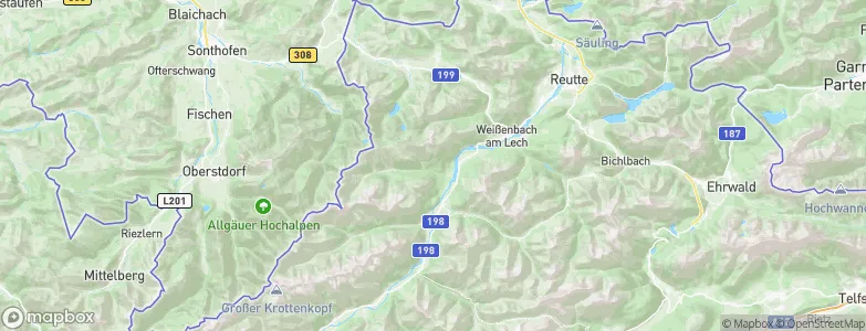 Politischer Bezirk Reutte, Austria Map