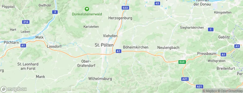 Politischer Bezirk Sankt Pölten, Austria Map