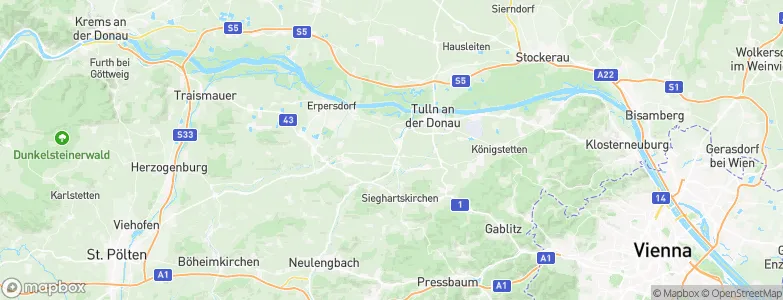 Politischer Bezirk Tulln, Austria Map