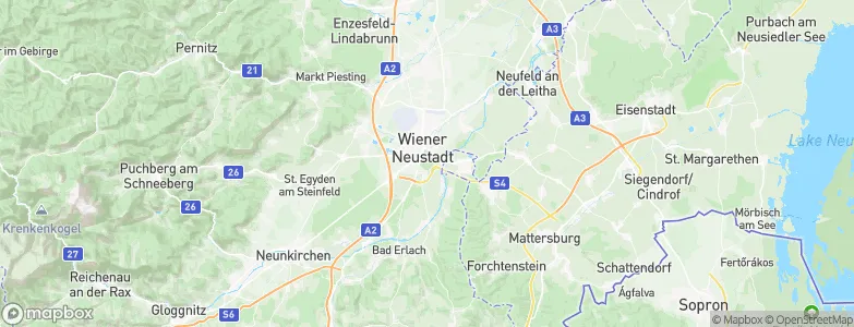 Politischer Bezirk Wiener Neustadt, Austria Map
