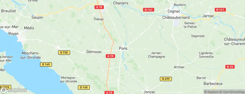 Pons, France Map