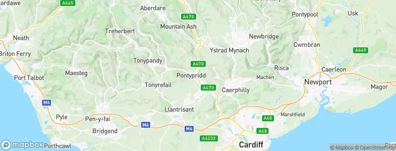 Pontypridd, United Kingdom Map