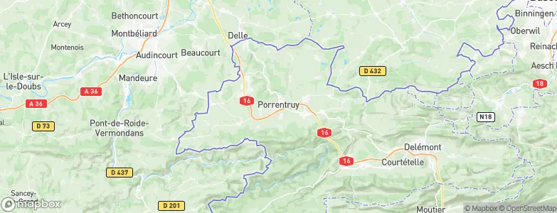 Porrentruy District, Switzerland Map