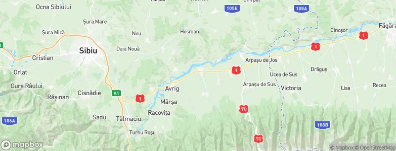 Porumbacu de Jos, Romania Map