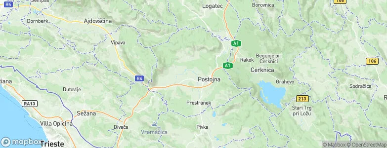 Postojna, Slovenia Map