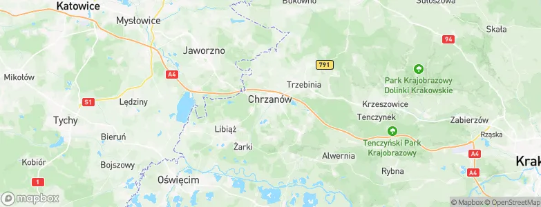 Powiat chrzanowski, Poland Map