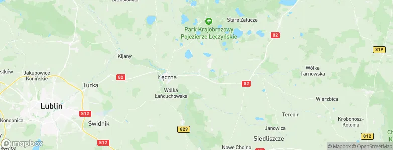 Powiat łęczyński, Poland Map