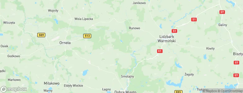 Powiat lidzbarski, Poland Map