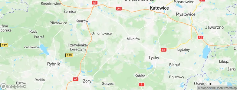 Powiat mikołowski, Poland Map