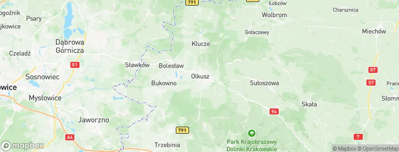 Powiat olkuski, Poland Map