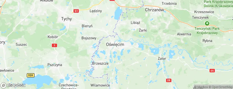 Powiat oświęcimski, Poland Map