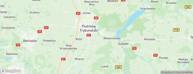 Powiat piotrkowski, Poland Map
