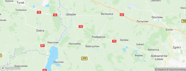 Powiat poddębicki, Poland Map