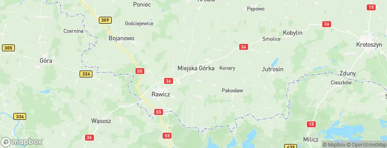 Powiat rawicki, Poland Map