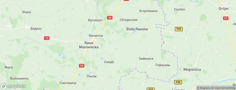 Powiat rawski, Poland Map