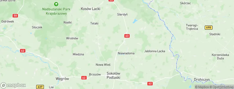 Powiat sokołowski, Poland Map