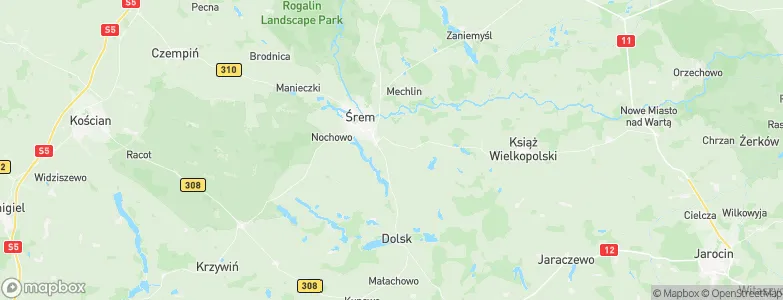 Powiat śremski, Poland Map