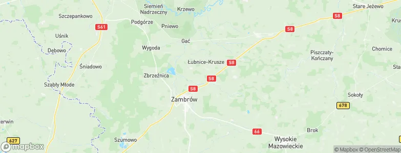 Powiat zambrowski, Poland Map