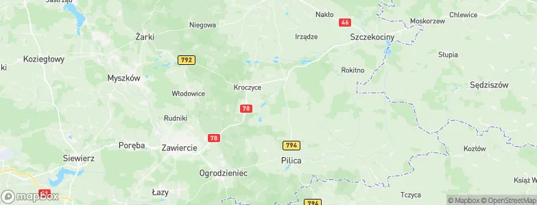 Powiat zawierciański, Poland Map