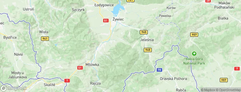 Powiat żywiecki, Poland Map