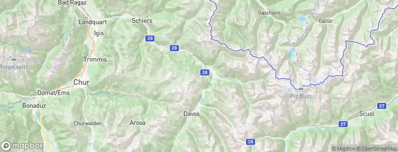 Prättigau/Davos District, Switzerland Map