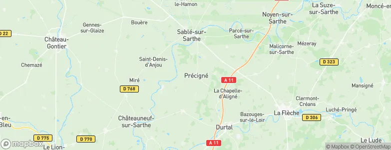 Précigné, France Map