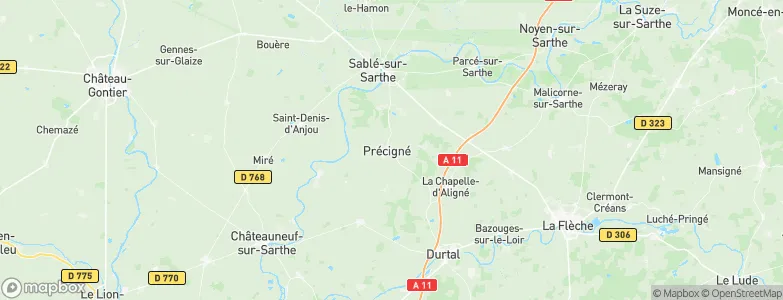 Précigné, France Map