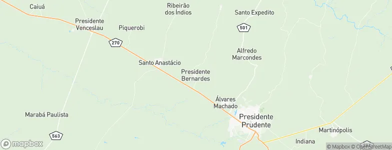 Presidente Bernardes, Brazil Map