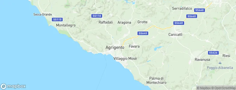 Province of Agrigento, Italy Map